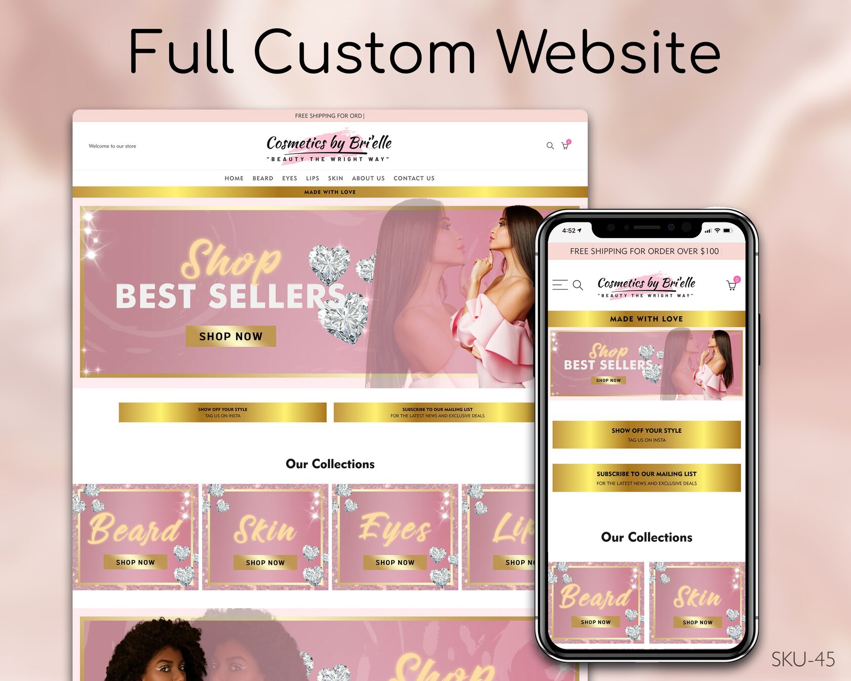 Pink & Gold Attire Excellence, Fully Finished Website (Shopify, Wix & Squarespace)