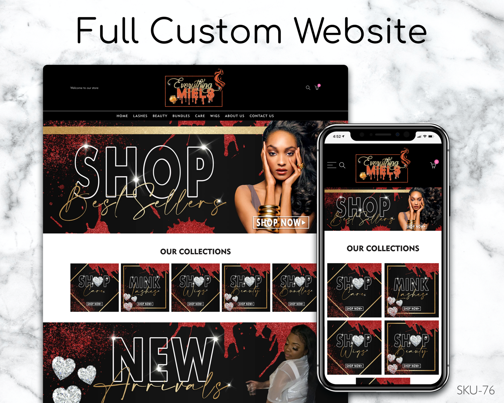 Crimson, Gold, & Black Boutique - Black, Red, Gold, Boutique, Fully Finished Website (Shopify, Wix & Squarespace)
