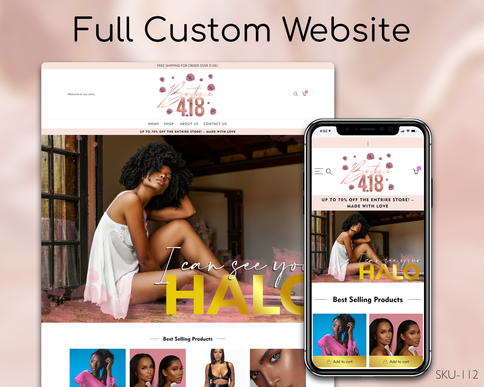 Clean, Gold & Rose Gold Hair - Clean, Gold, Rose Gold, Hair, Fully Finished Website (Shopify, Wix & Squarespace)