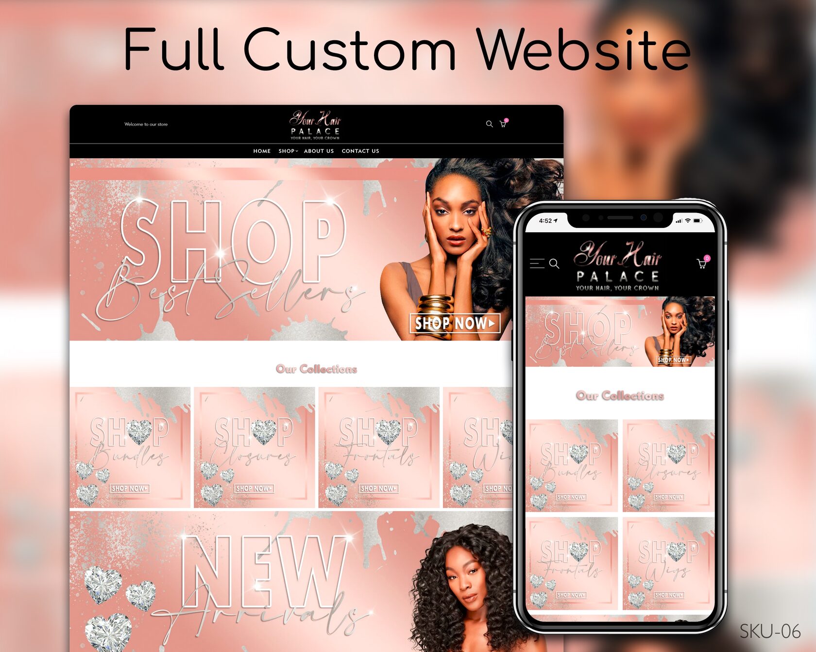 Rose Gold Elegance for Hair Enthusiasts, Fully Finished Website (Shopify, Wix & Squarespace)