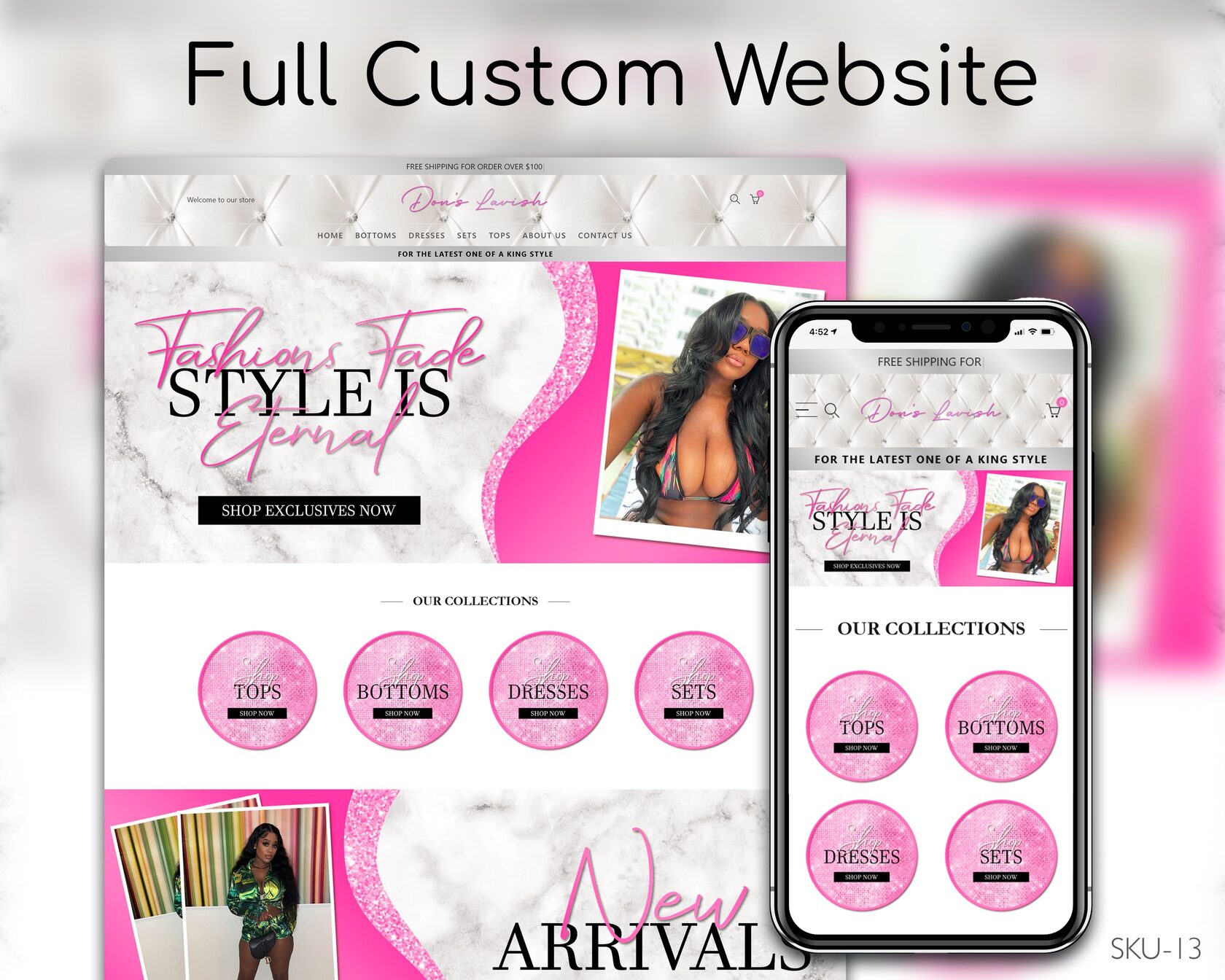 Marble Couture: Pink & Red Fashion Boutique, Fully Finished Website (Shopify, Wix & Squarespace)