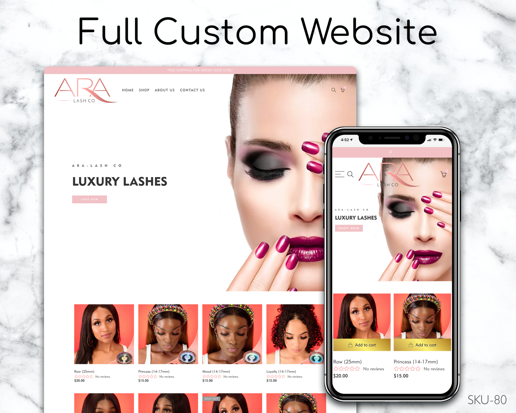 Clean & White Makeup Bliss - Makeup, Lashes, Lips, Clean, White, Fully Finished Website (Shopify, Wix & Squarespace)