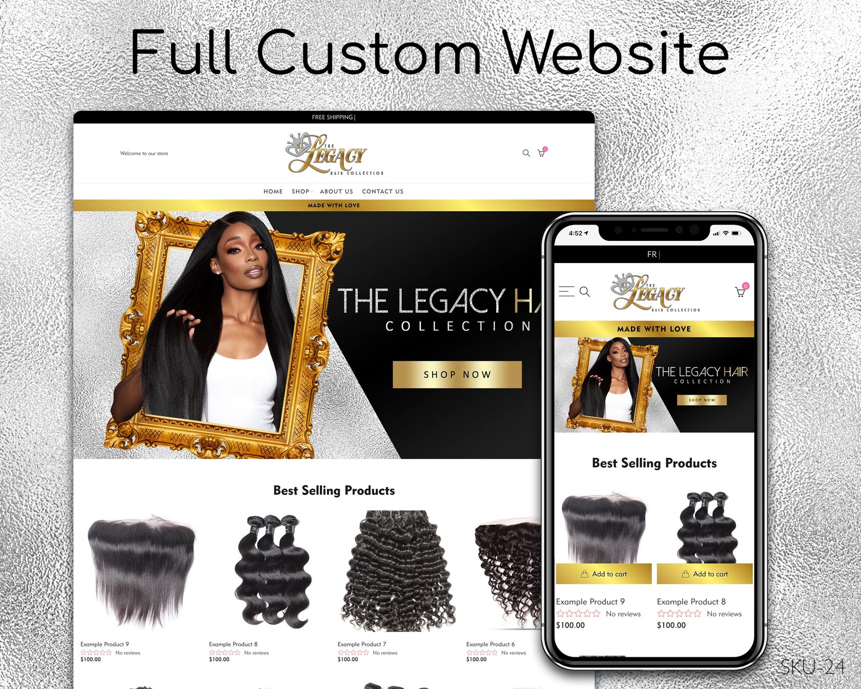 Gold & White Tresses: Hair Enchantment, Fully Finished Website (Shopify, Wix & Squarespace)