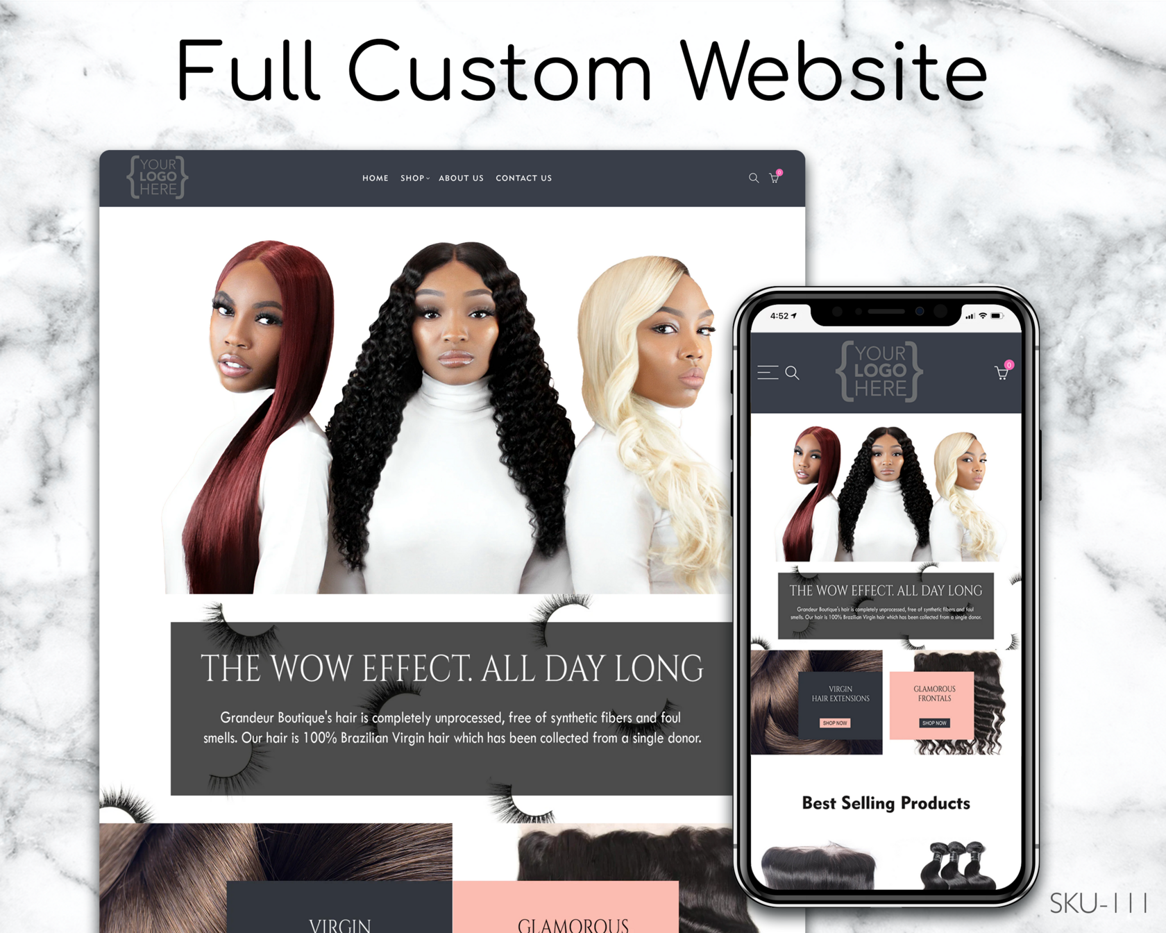 Clean & Minimalist Hair - Clean, Minimalist, Hair, Fully Finished Website (Shopify, Wix & Squarespace)