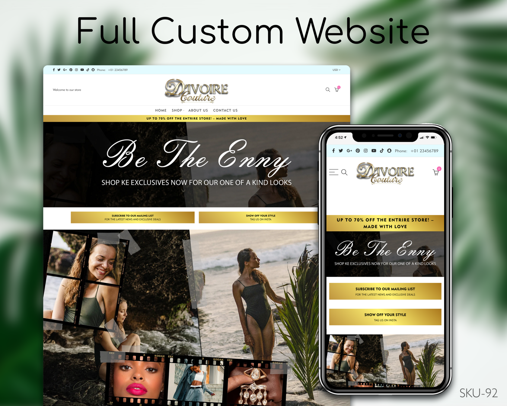 Tropical, Maritime Tranquility with Gold - Tropical, Maritime, Tranquil, Gold, Fully Finished Website (Shopify, Wix & Squarespace)