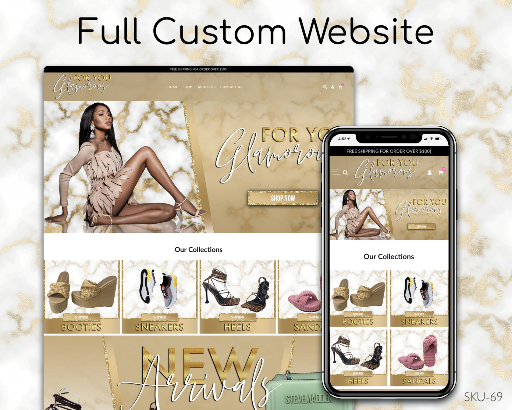 Golden Marble Boutique - Gold, Marble, Boutique, Fully Finished Website (Shopify, Wix & Squarespace)