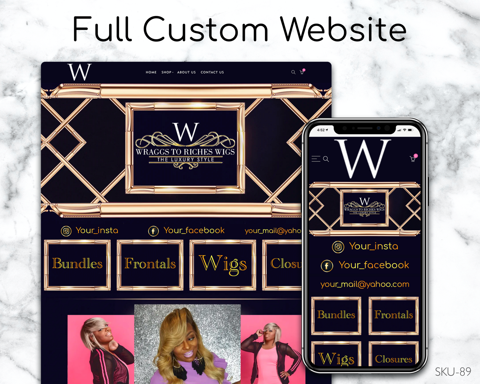 Gold Luxury Master Salon - Gold, Luxury, Master, Salon, Fully Finished Website (Shopify, Wix & Squarespace)