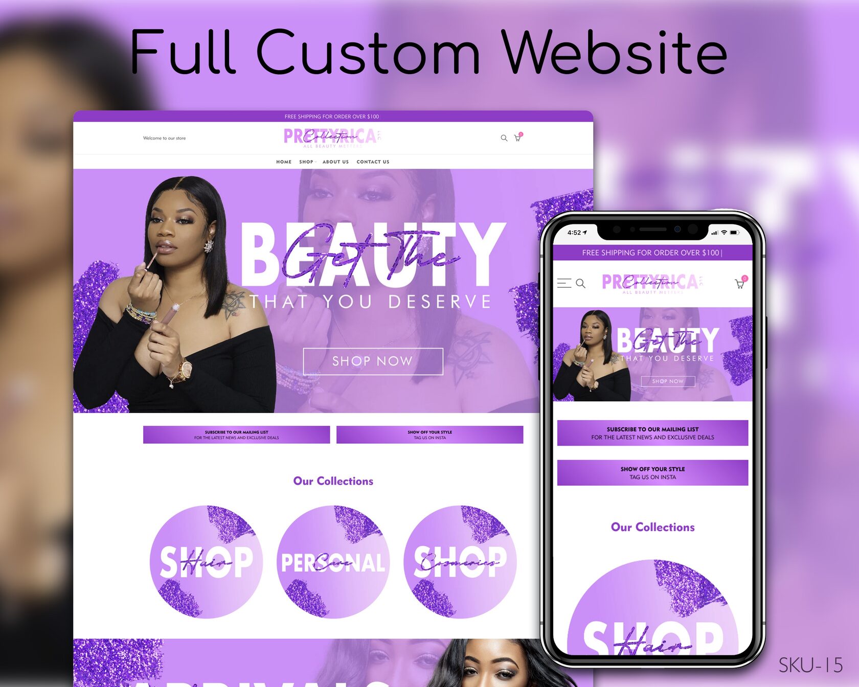 Blue Lipstick: Makeup and Elegance in White, Fully Finished Website (Shopify, Wix & Squarespace)