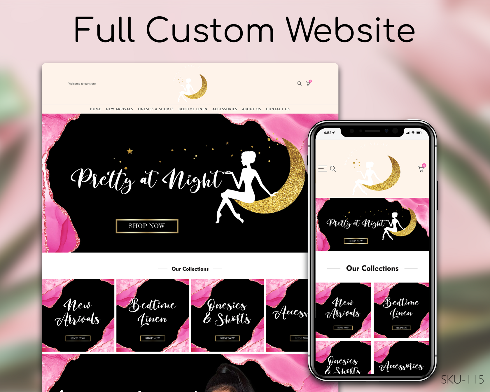 Black, Pink, Marble Fashion Boutique - Black, Pink, Marble, Clothing, Boutique, Fully Finished Website (Shopify, Wix & Squarespace)