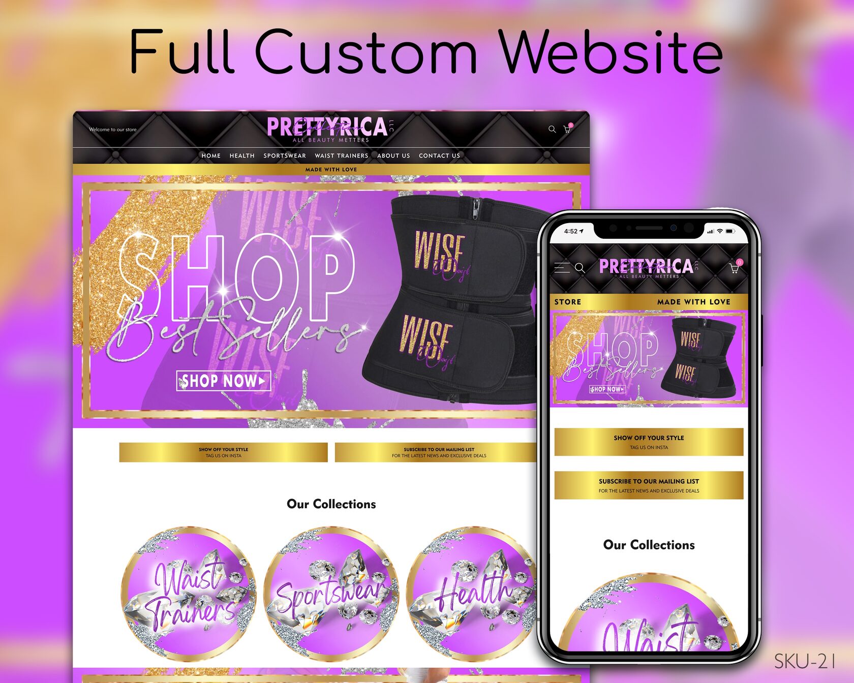 Blue & Gold Fitness: Weight Loss Journey, Fully Finished Website (Shopify, Wix & Squarespace)